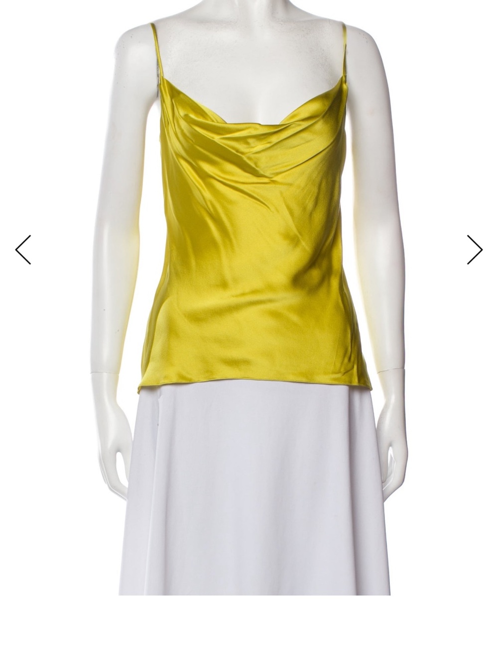 Satin Cowl Neck Camisole Top - Chartreuse